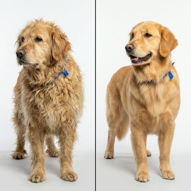 Результат груминга — до и после